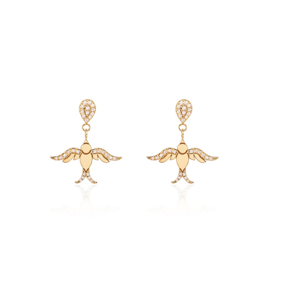 Dancing Birds Sparkling Diamonds Earing