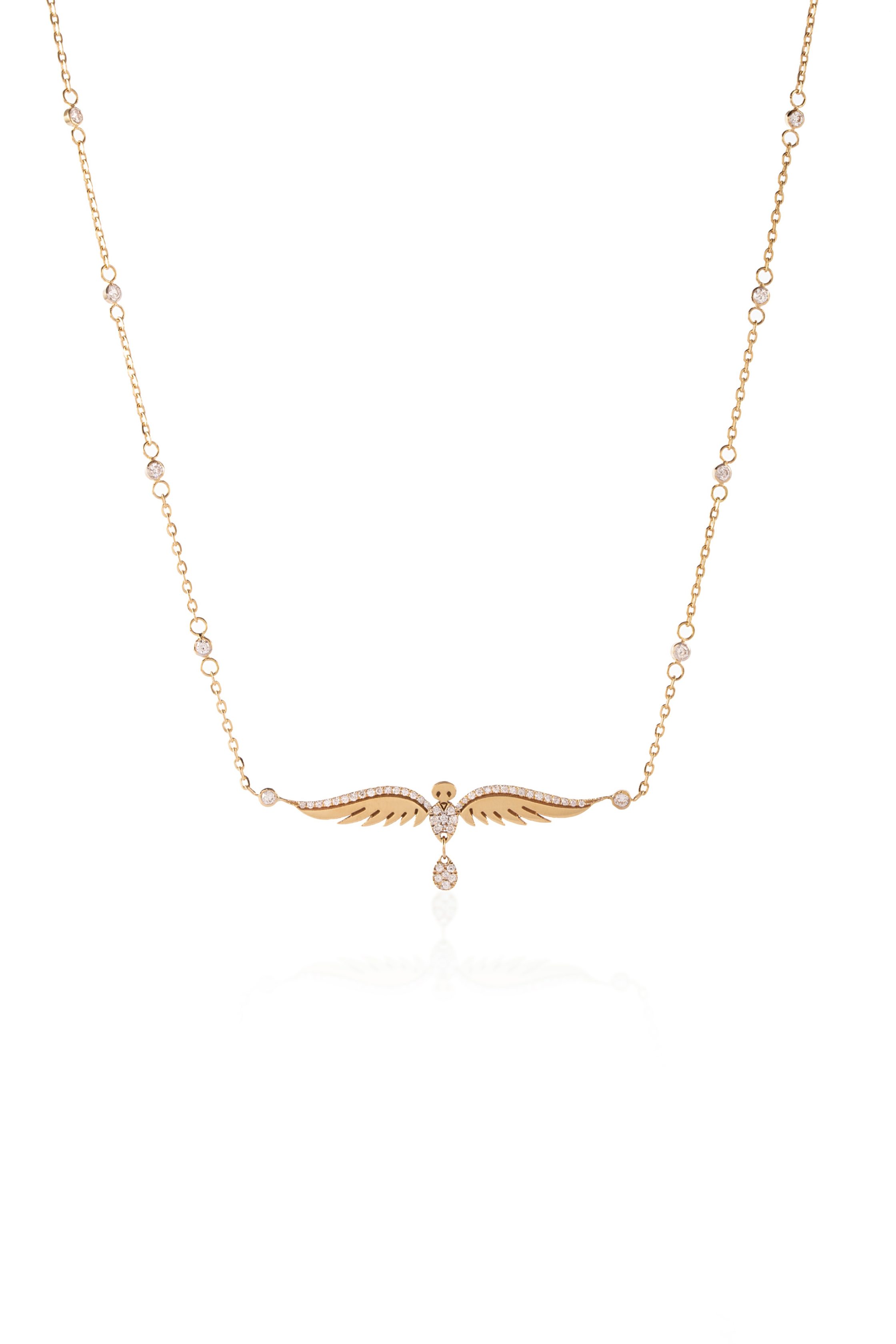 Elegant Lengthy Winged Bird Diamond Embellished Choker Neckalce4