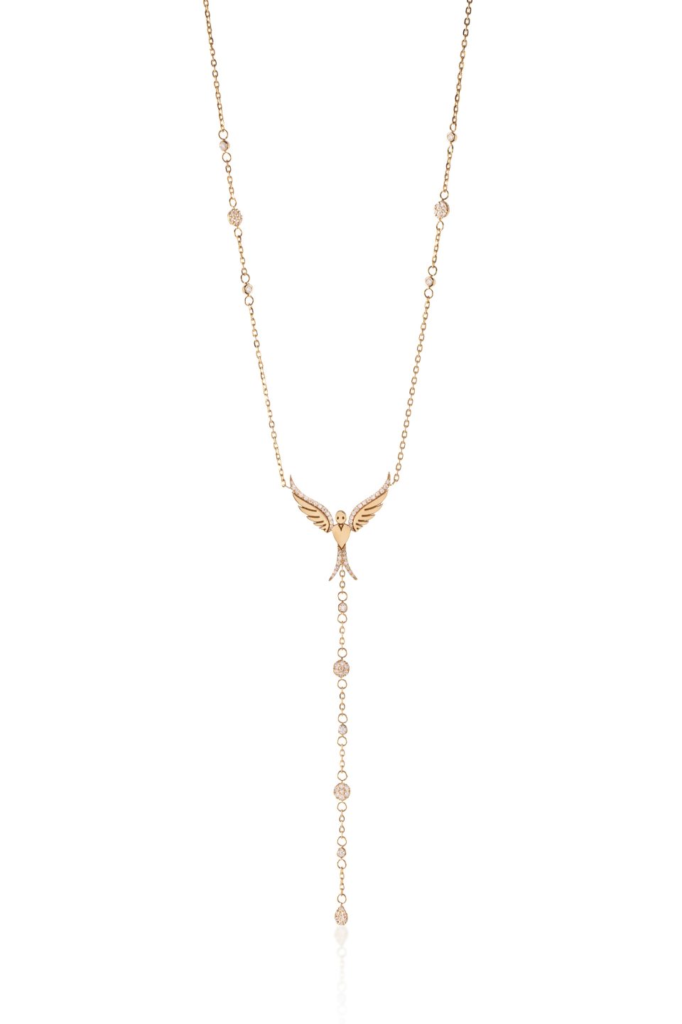Regal Bird Necklace with Diamond Chain Drop