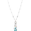 Charming Tassel Wings Turquoise and Diamonds Necklace