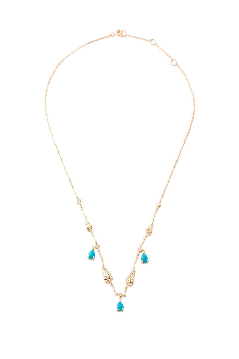 Wings of Elegance Turquoise and Diamonds Necklace