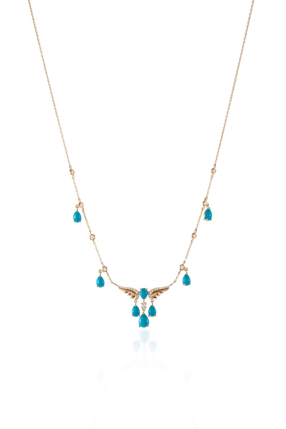 Wings of Beauty Turquoise and Diamond Necklace