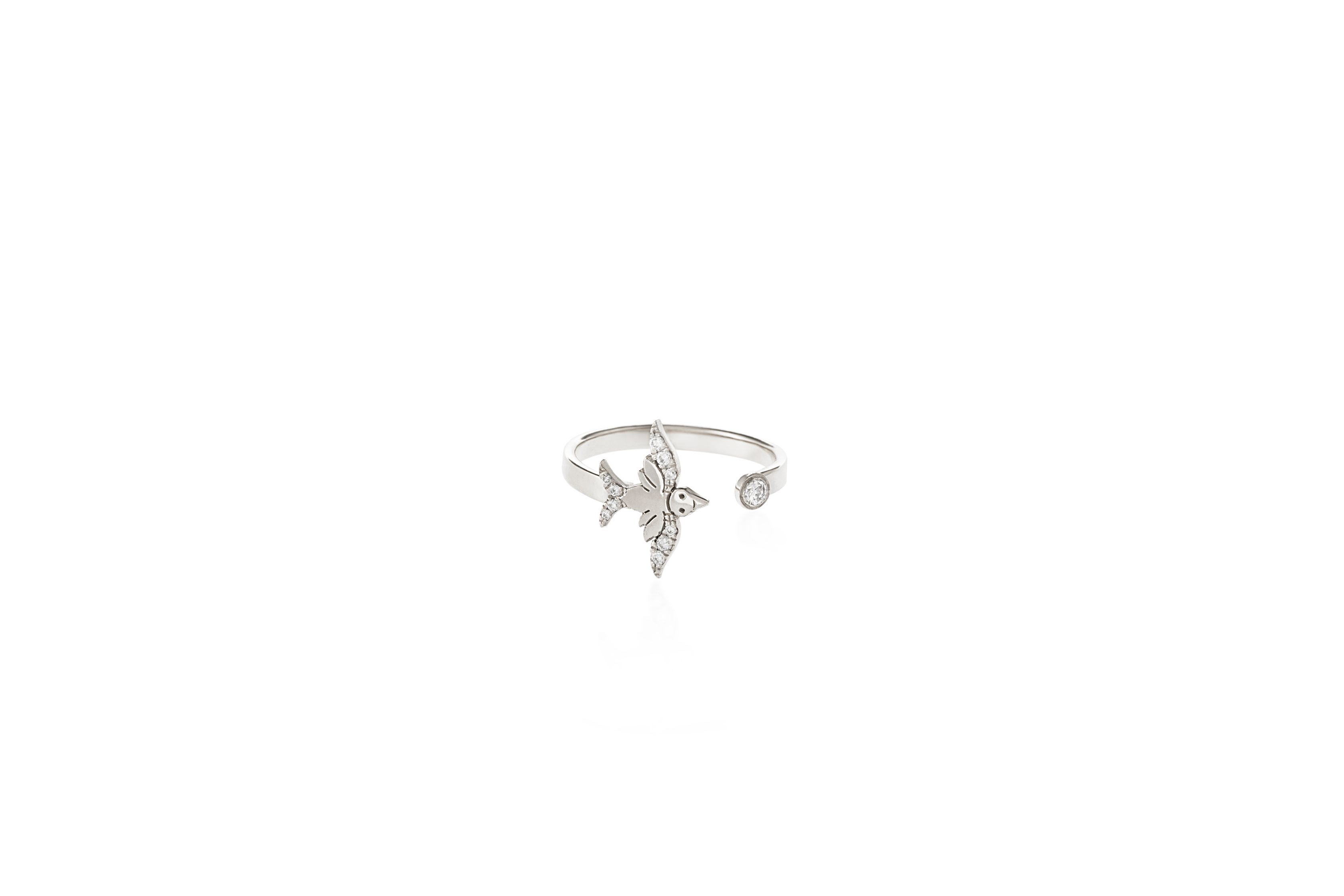 Delightfully Fine Diamond Bird Ring Number 2 (white)