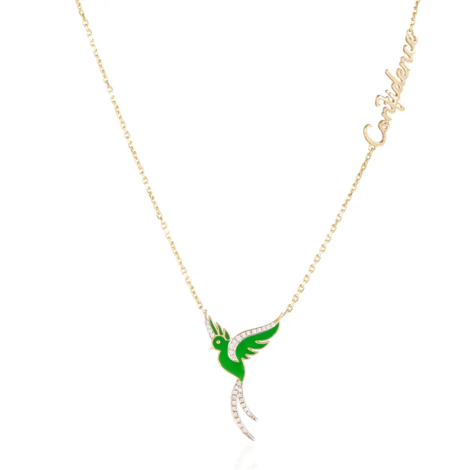 The Confident Emerald Diamond Bird Necklace