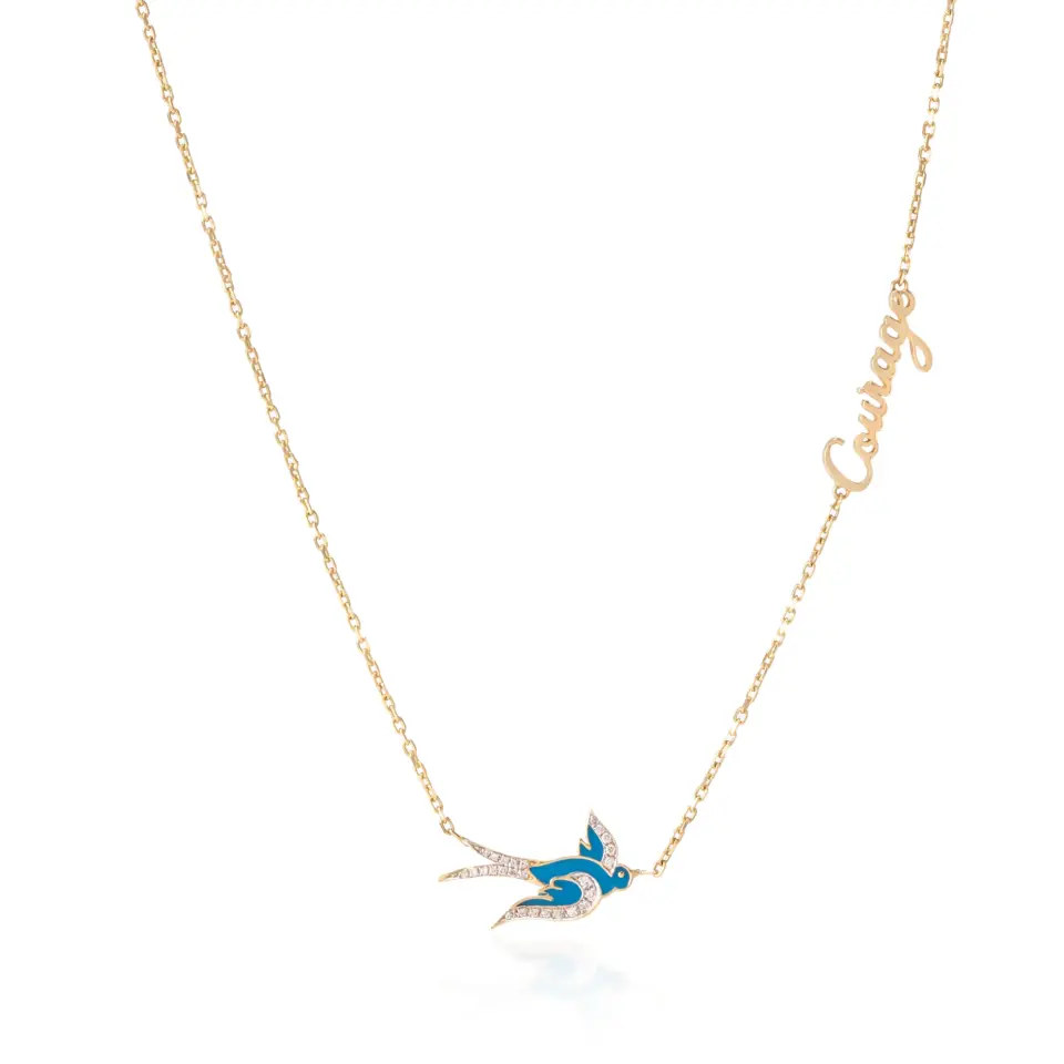 The Courageous Azure Diamond Bird Necklace