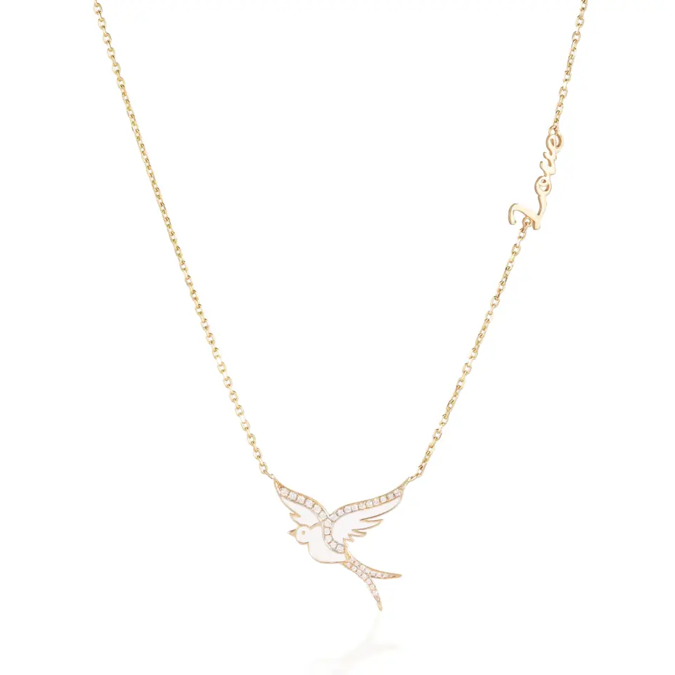 Pure Love White Diamond Bird Necklace