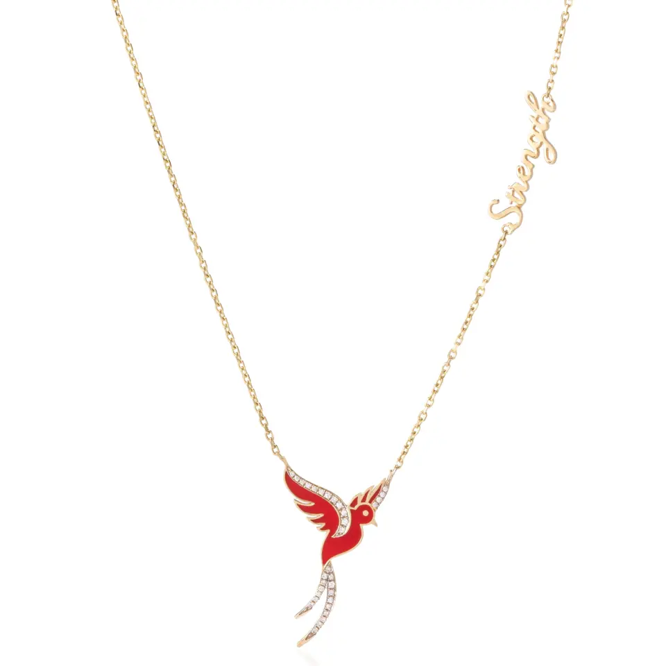 The Strong Radiant Red Diamond Bird Necklace