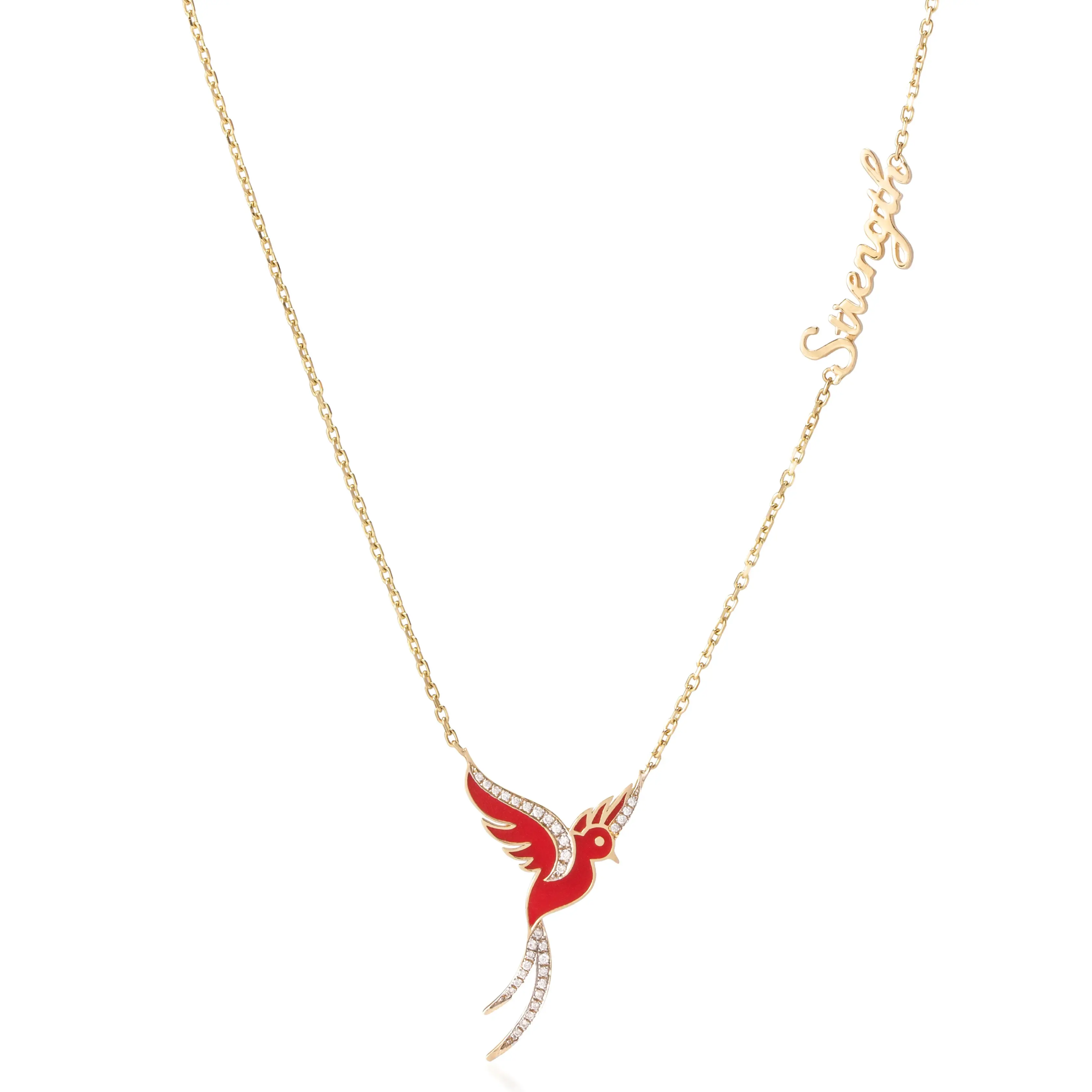 Red Diamond Bird Necklace